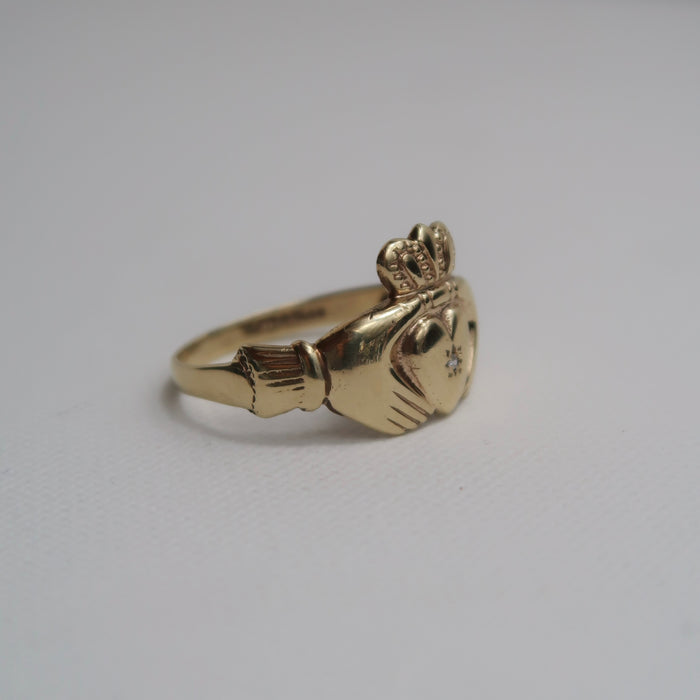 9ct Diamond Claddagh Ring
