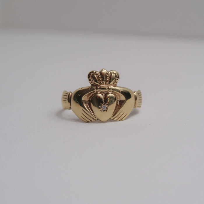 9ct Diamond Claddagh Ring