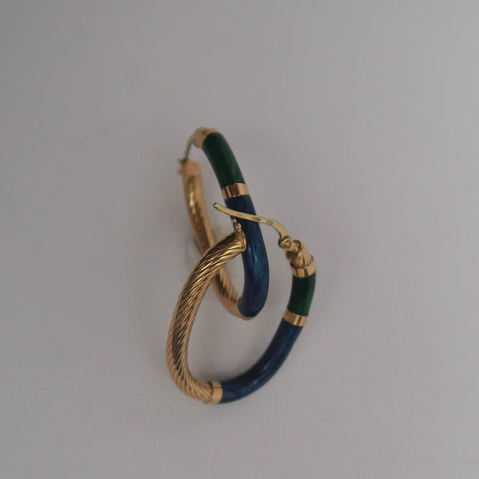 Blue & Green Enamel Earrings