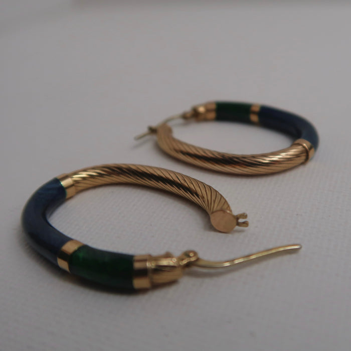 Blue & Green Enamel Earrings