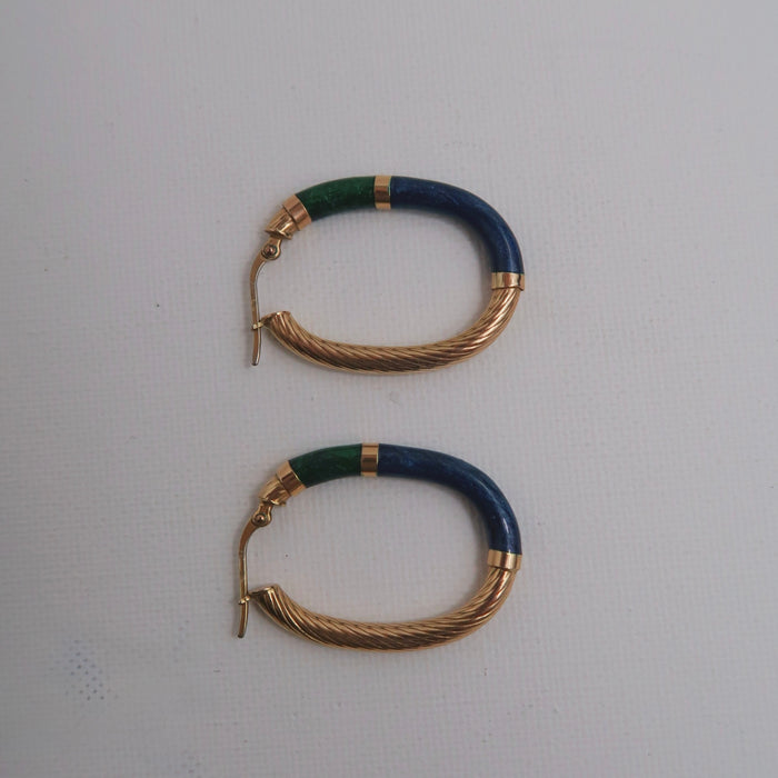 Blue & Green Enamel Earrings