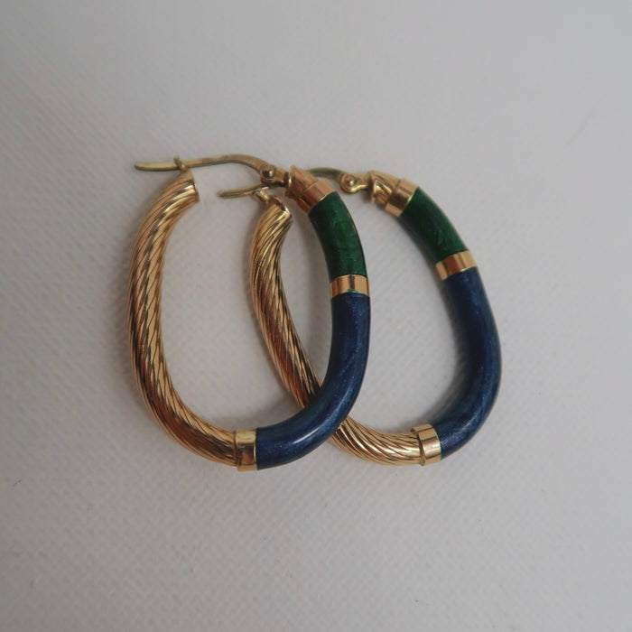Blue & Green Enamel Earrings