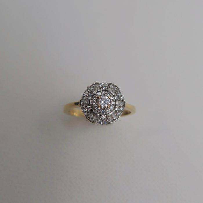 Diamond Flower Baguette Ring
