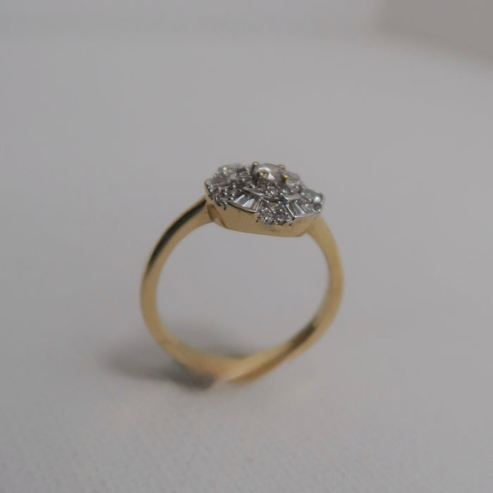 Diamond Flower Baguette Ring