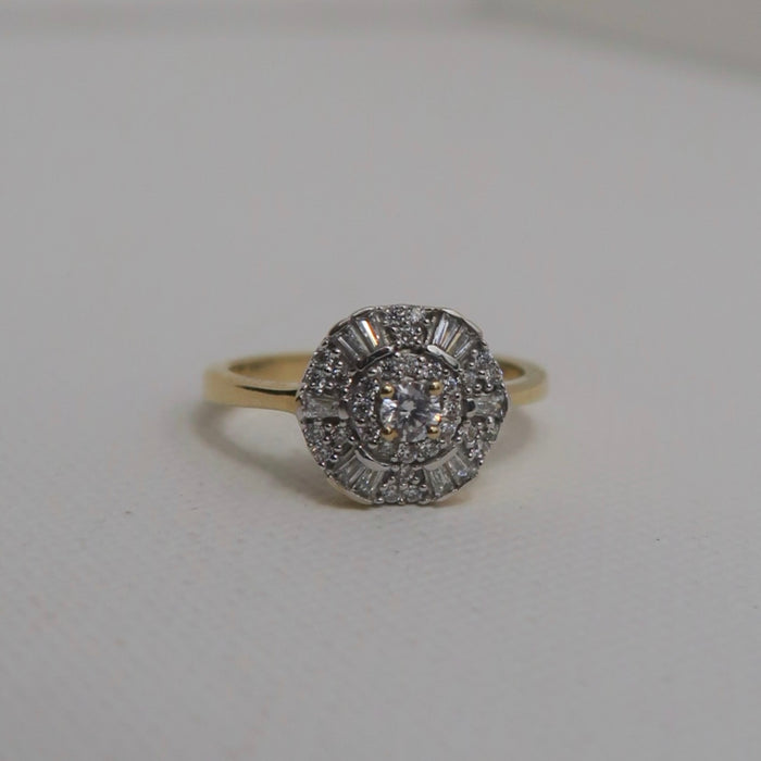 Diamond Flower Baguette Ring