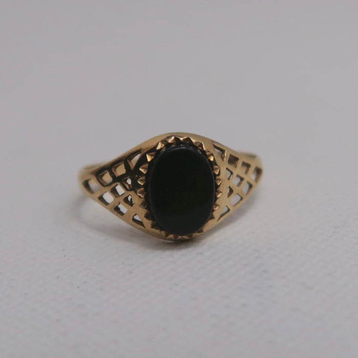 Openwork Onyx Signet Ring