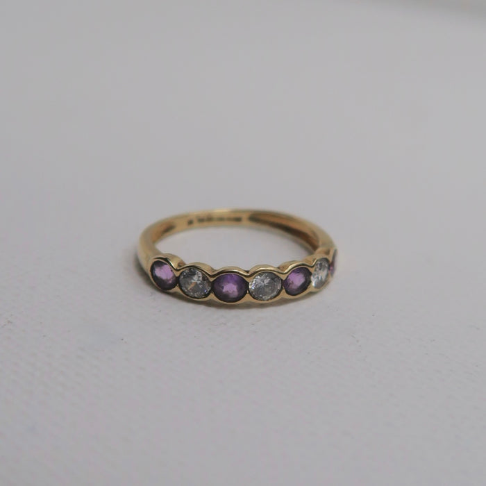 7 Stone Amethyst & CZ Ring