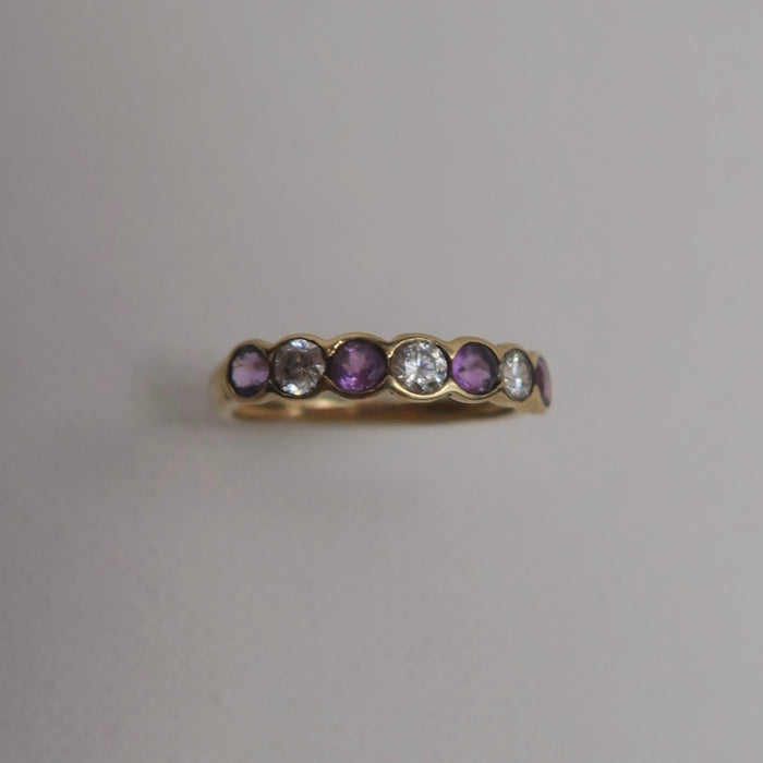 7 Stone Amethyst & CZ Ring