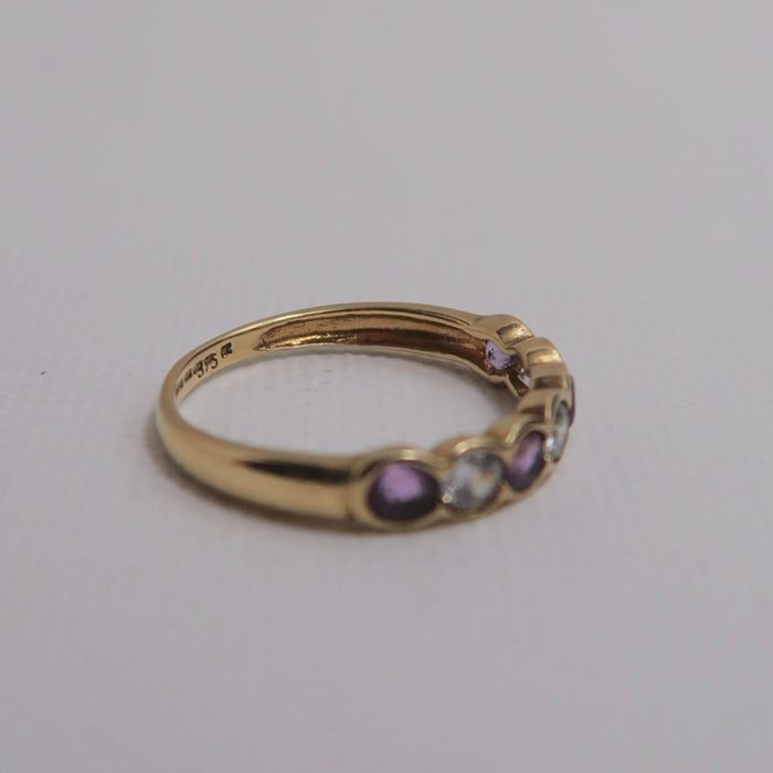 7 Stone Amethyst & CZ Ring