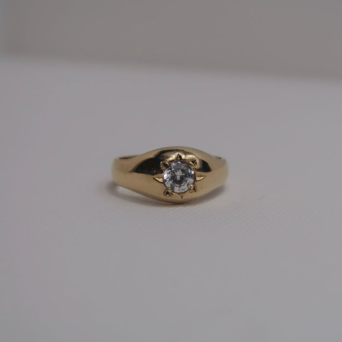 Single Stone Gypsy CZ Ring