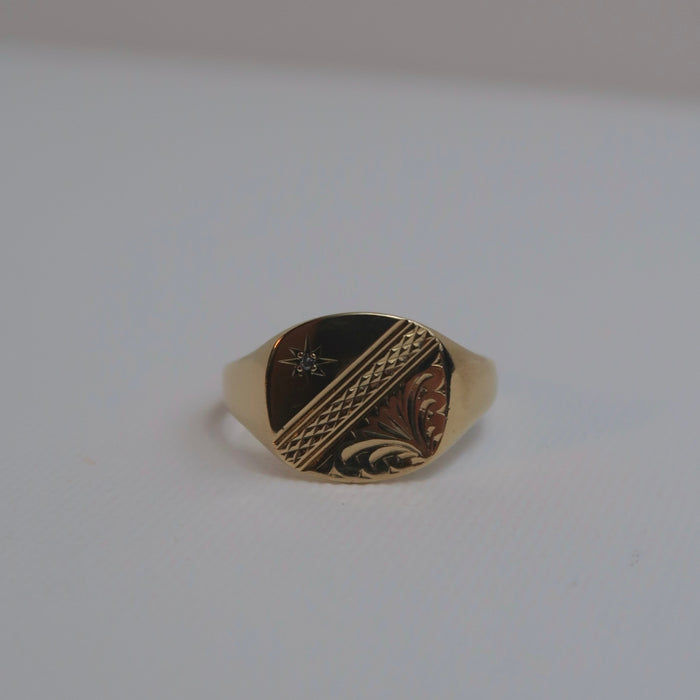 Engraved Signet with Diamond