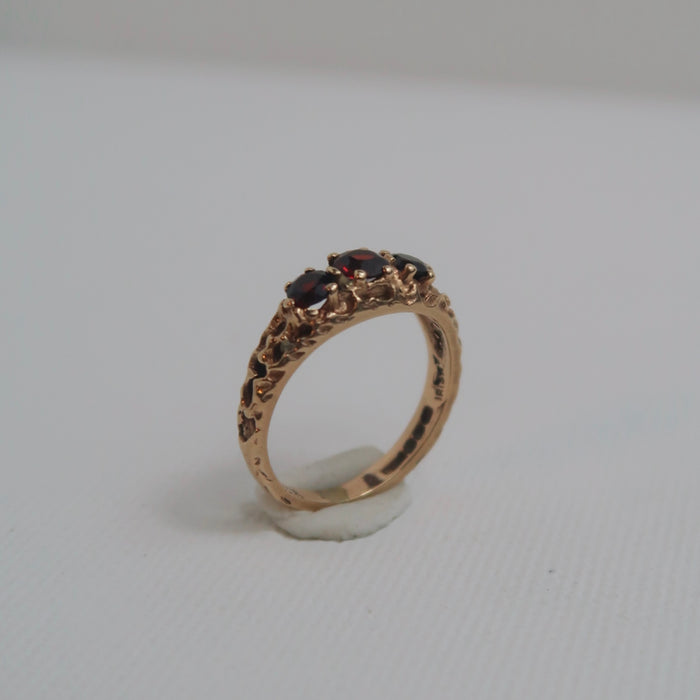 3 Stone Garnet Ring