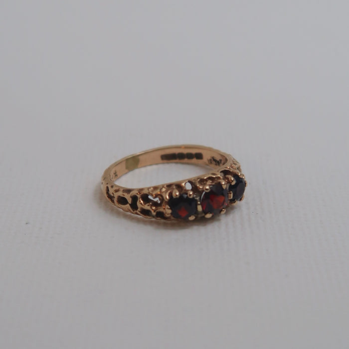 3 Stone Garnet Ring