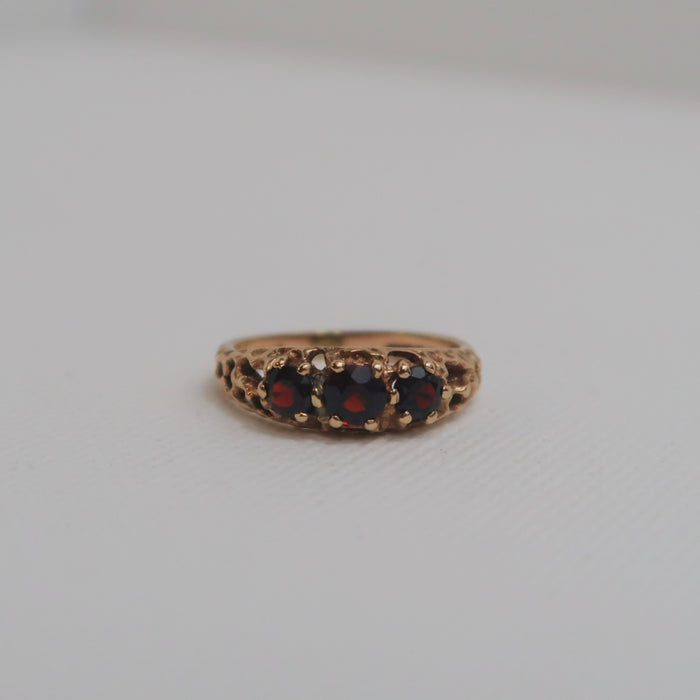 3 Stone Garnet Ring