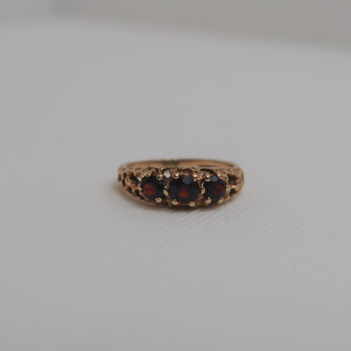 3 Stone Garnet Ring