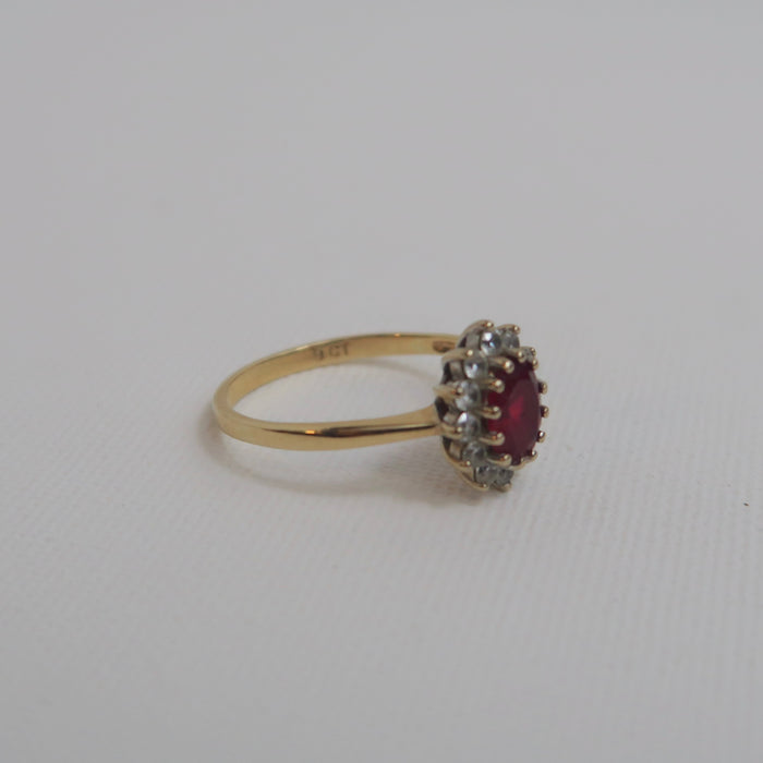 CZ Ruby Cluster Ring