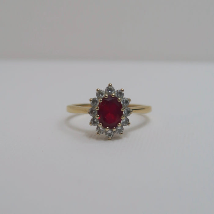 CZ Ruby Cluster Ring