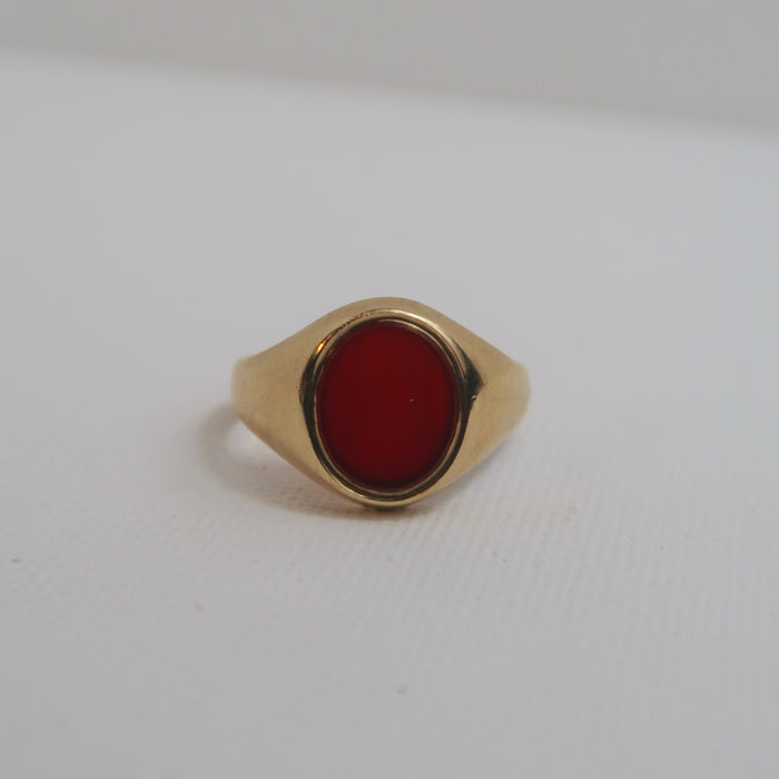 Red Cabochon Signet Ring