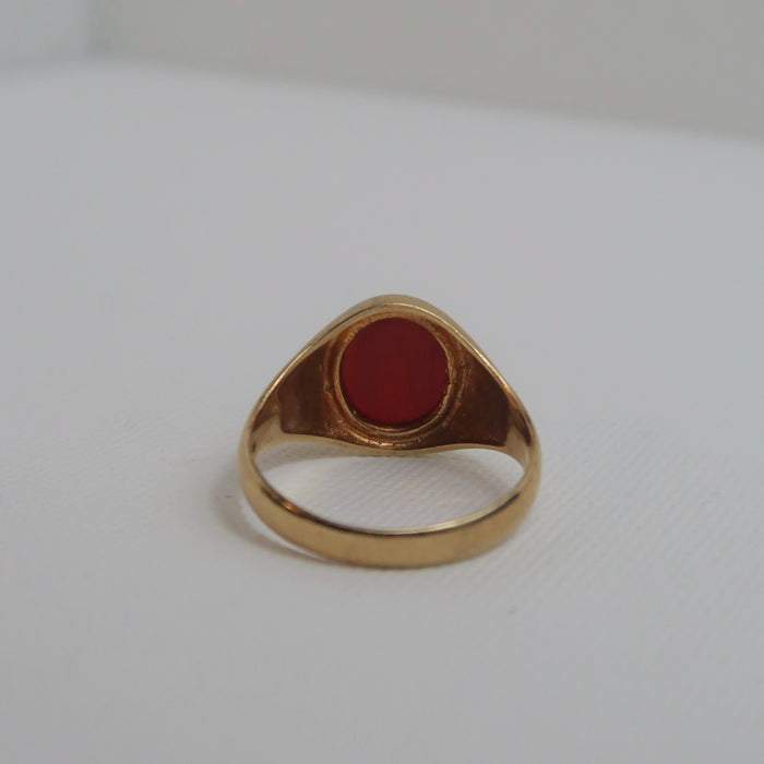 Red Cabochon Signet Ring