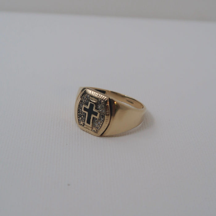 Diamond & Onyx Cross Ring