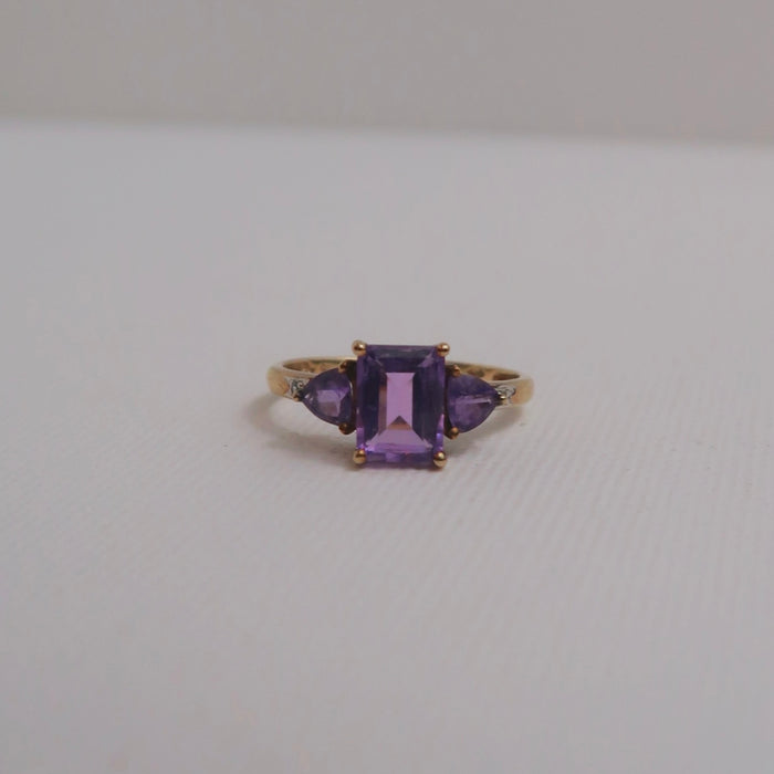 3 Stone Amethyst Ring