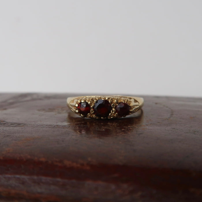 3 Stone Garnet Ring