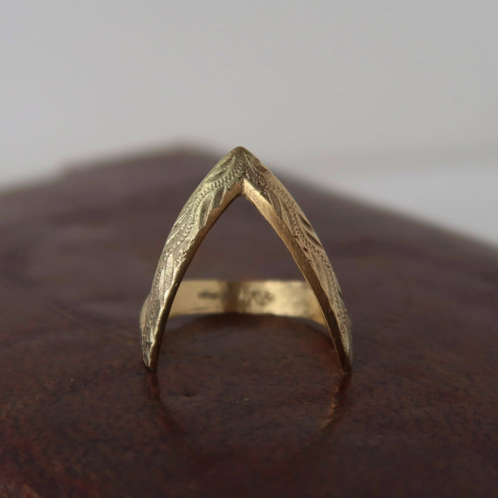 Structural Deep V Engraved Ring