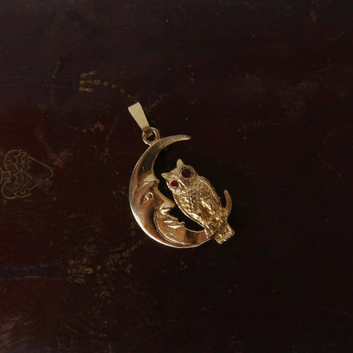 Owl & Moon Pendant