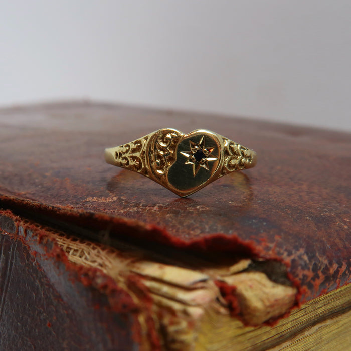 Dainty Heart Signet with Sapphire (1988)