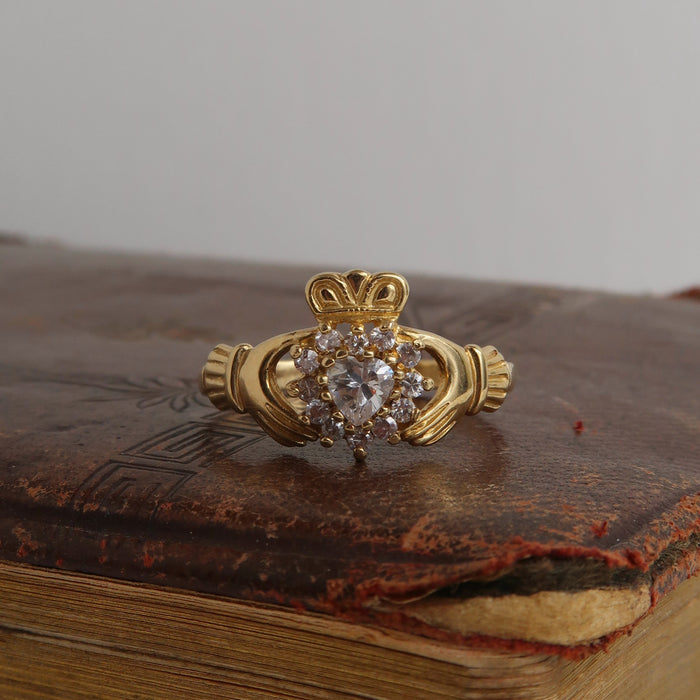 Cluster CZ Claddagh Ring