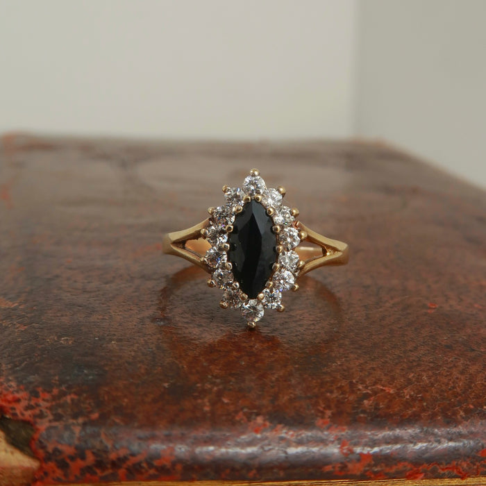 Dainty Marquise Sapphire & CZ Cluster Ring
