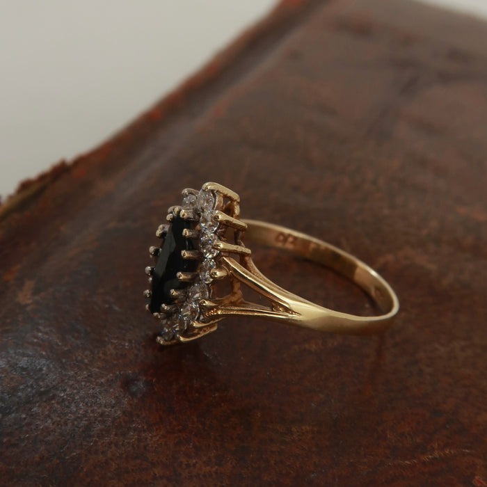 Dainty Marquise Sapphire & CZ Cluster Ring