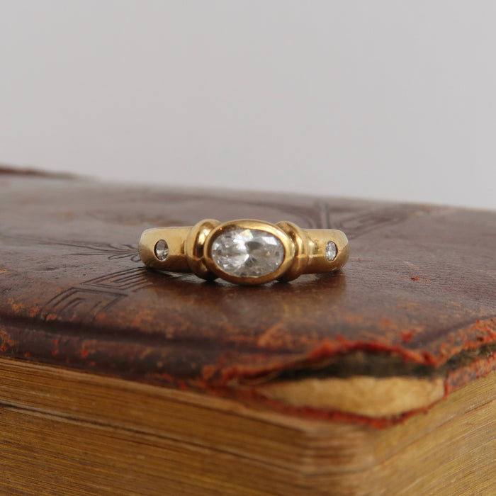 Oval Bezel Set CZ Ring