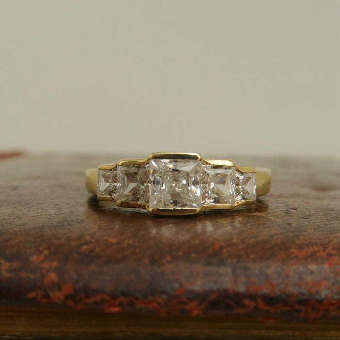 Princess Cut CZ 5 Stone Ring