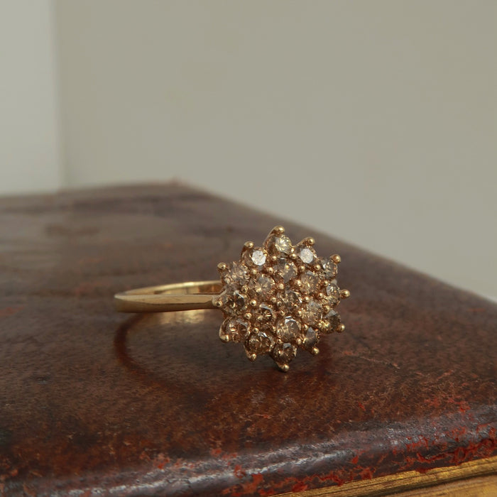 Champagne Quartz Cluster Ring