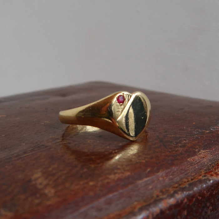 Solid Ruby Heart Signet