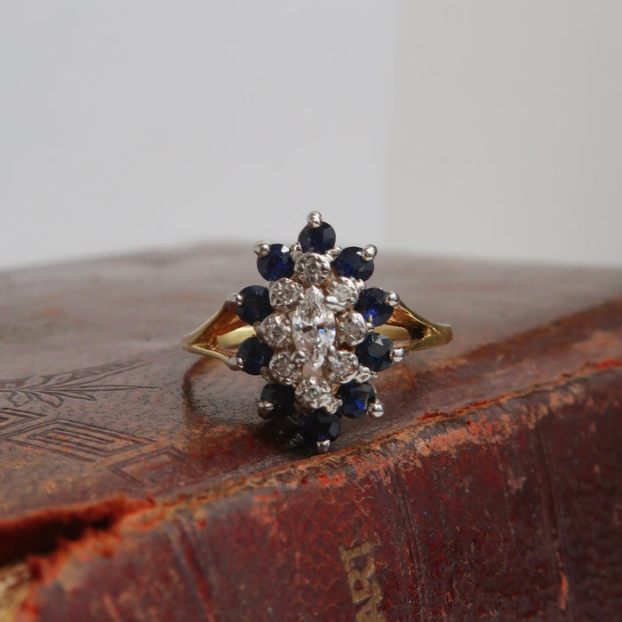 14ct Sapphire and Diamond Oval Cluster