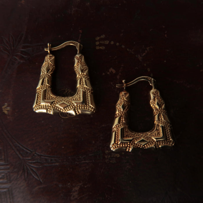 Geometric Vintage Gold Hoop Earrings