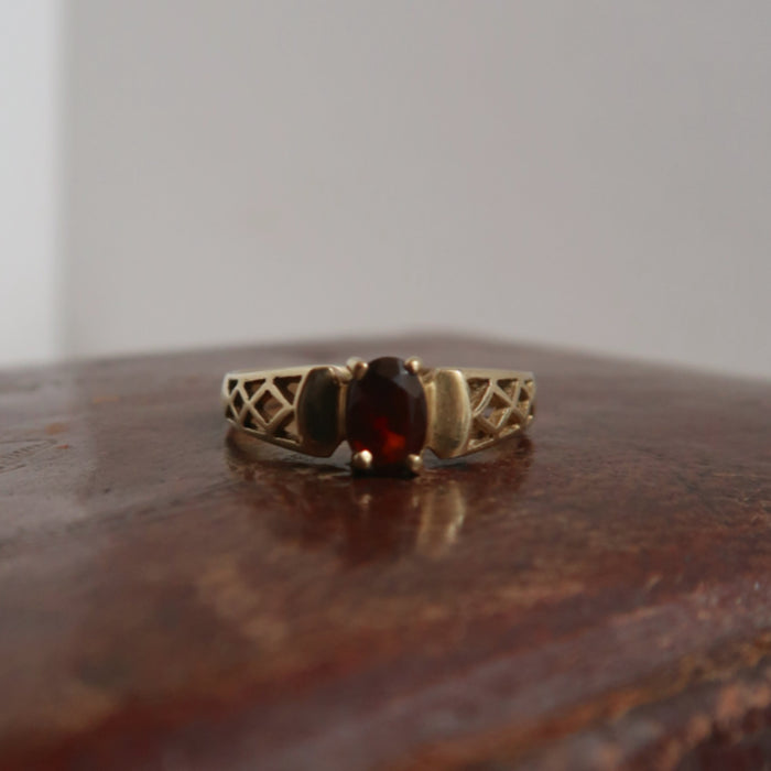 Openwork Garnet Ring