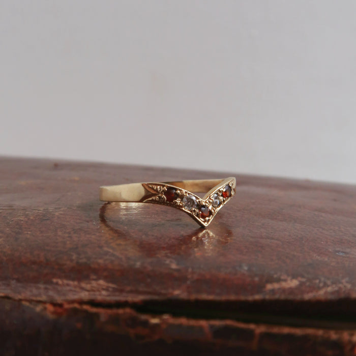 Vintage Garnet Chevron Ring