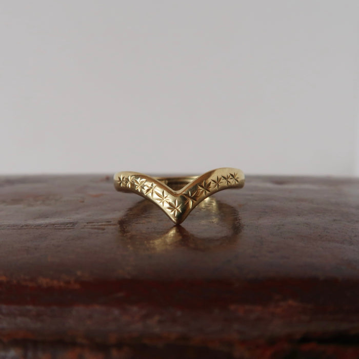 Engraved Wishbone Ring