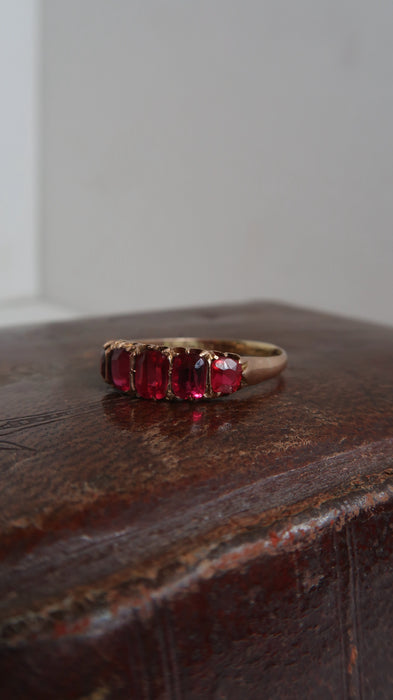 Antique 5 Stone Raspberry Garnet (1899)