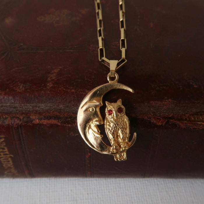 Owl & Moon Pendant