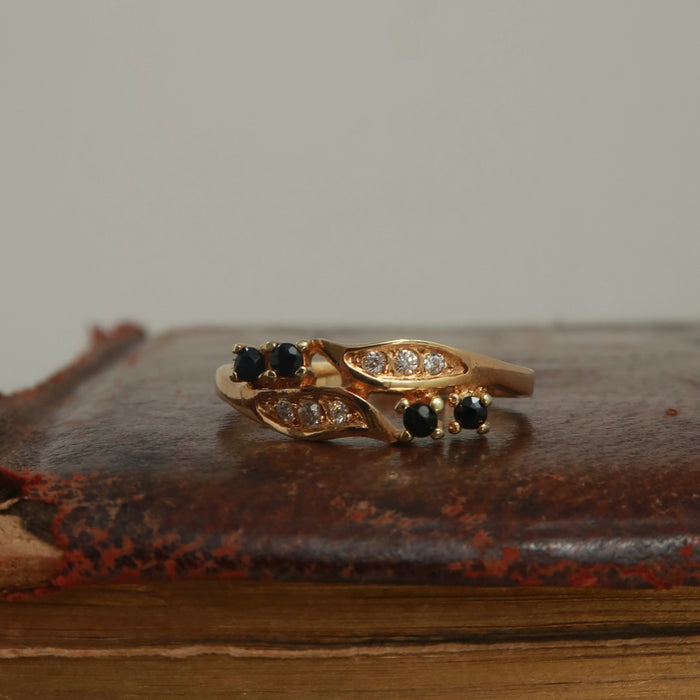 Sapphire & CZ Leaf Detail Ring (1986)