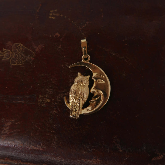 Owl & Moon Pendant