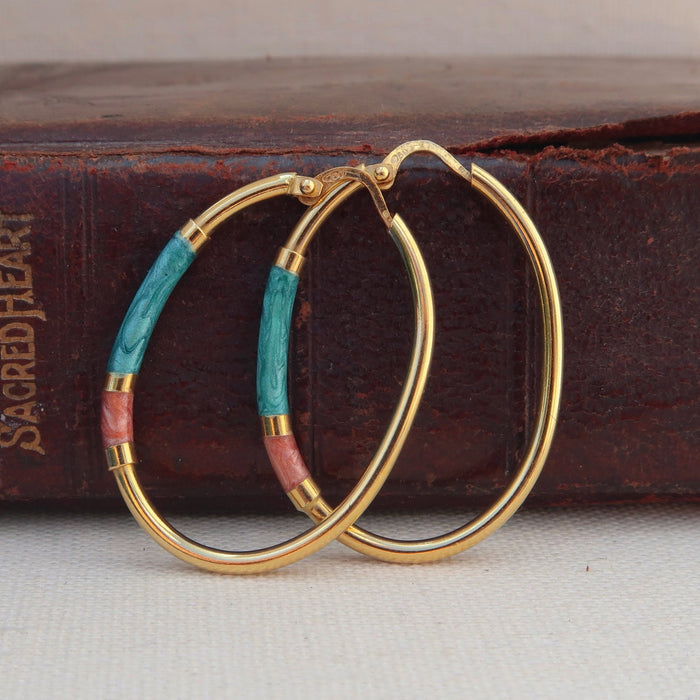 18ct Enamel Hoops
