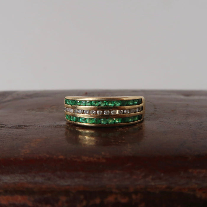 Diamond and Emerald Channel-Set Band