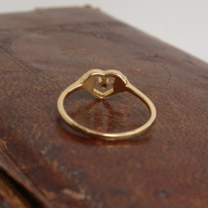 14ct Openwork Heart Diamond Ring