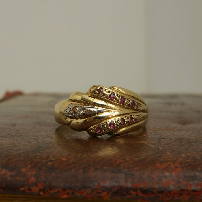 Ruby & Diamond Crossover Ring (1990)