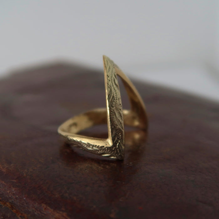 Structural Deep V Engraved Ring